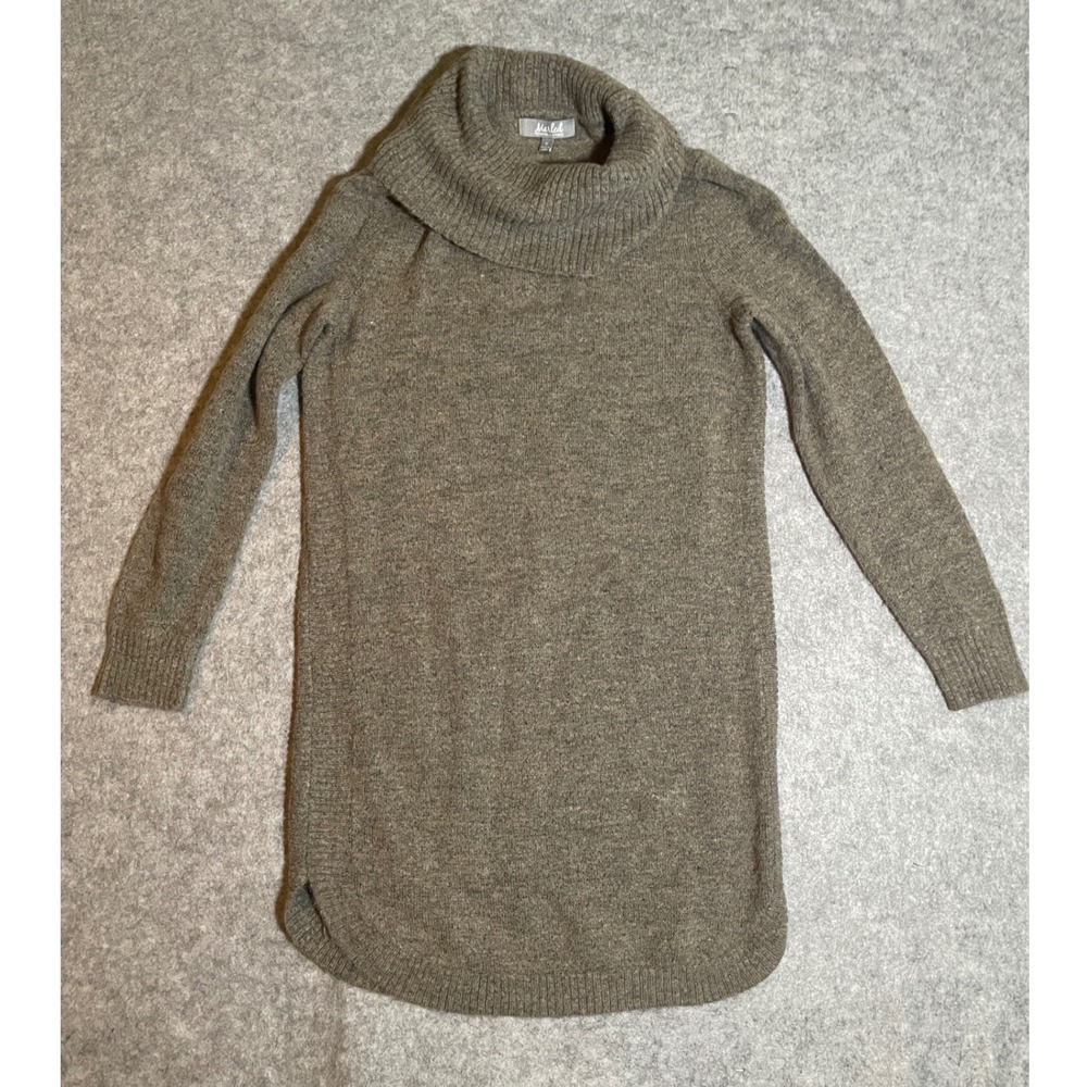 Marled Knitted Clothing Brown Turtleneck Sweater Dress Medium Heathered Knit